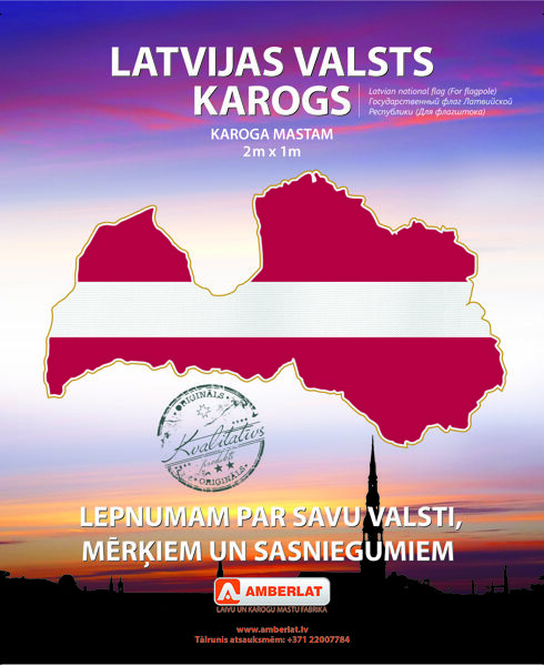 Latvijas valsts karogs (mastam) 1x2m, poliesters