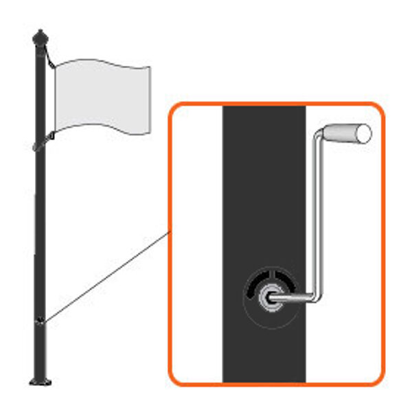 7m karoga masts ar vinčas karoga pacelšanas sistēmu - individuālā tonī