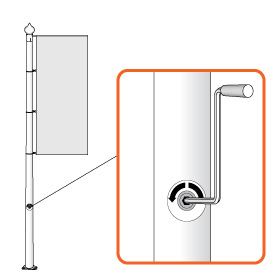 Banner lift winch flag-raisin system